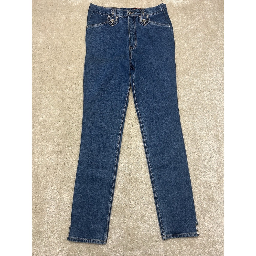 Vintage Lawman Western Jeans Womens 12 Blue Long Straight Leg Slim Fit Rodeo
